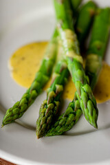 Asparagus. Sautéed organic vegetables in olive oil, herbs, spices and salt and pepper. Classic American steakhouse, restaurant or bistro side dish.