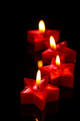 Indian festival diwali , candle on dark background