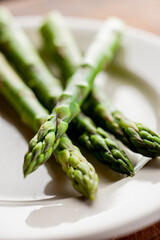 Asparagus. Sautéed organic vegetables in olive oil, herbs, spices and salt and pepper. Classic American steakhouse, restaurant or bistro side dish.