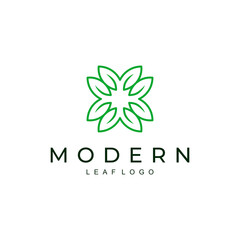 leaf logo design modern simple vector with circular concept green color and white background