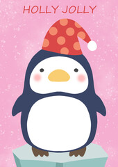 クリスマスシーズンの可愛いペンギンのイラスト