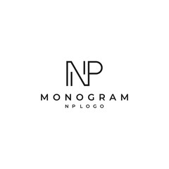 NP logo design modern simple initials vector with white background