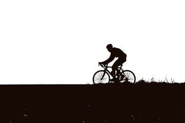 Obraz premium stylized silhouette of a cyclist on a dike in the Netherlands in bad weather