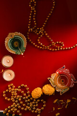 happy diwali or happy deepavali greeting card made using a photograph of diya or oil lamp