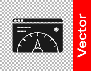 Black Web analytics information and development website statistic icon isolated on transparent background. Analysis, management, marketing, research. Vector.