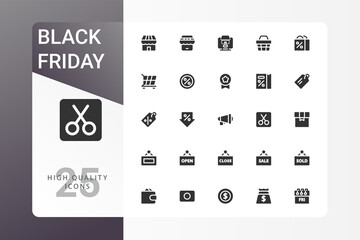 black friday icon pack for your web site design, logo, app, UI. Vector graphics illustration and editable stroke. EPS 10.