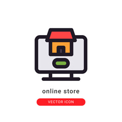 Fototapeta premium online store icon vector illustration. online store icon lineal color design.