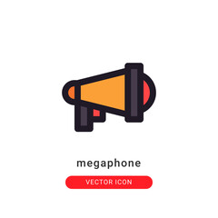 megaphone icon vector illustration. megaphone icon lineal color design.
