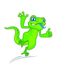 green lizard mascot cartoon in vector