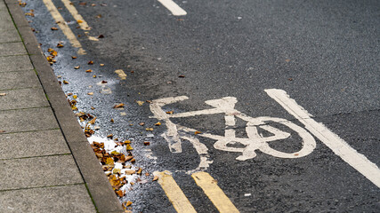 A bicycle lane sign on a UK road