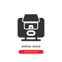 Fototapeta premium online store icon vector illustration. online store icon glyph design.