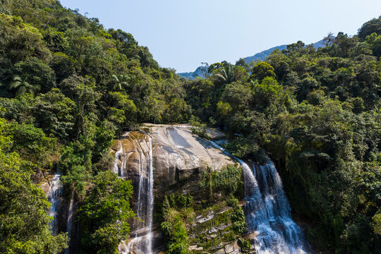 Escada waterfall in Camburi, Ubatuba, Sao Paulo, Brazil