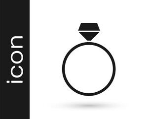 Black Diamond engagement ring icon isolated on white background. Vector.