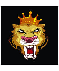tiger king head cartoon in vector
