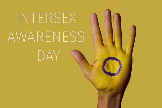 text intersex awareness day and intersex flag