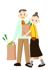 買い出しをするカップル