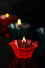 happy diwali or happy deepavali greeting card made using a photograph of diya or oil lamp