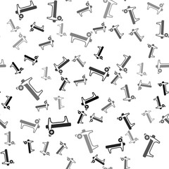 Fototapeta na wymiar Black Bench with barbel icon isolated seamless pattern on white background. Gym equipment. Bodybuilding, powerlifting, fitness concept. Vector.