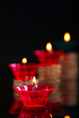 happy diwali or happy deepavali greeting card made using a photograph of diya or oil lamp