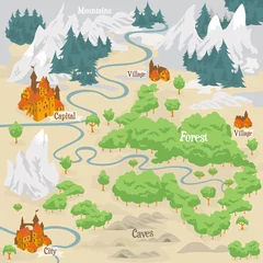  Map builder illustrations for fantasy and medieval cartography and adventure games, landmark scene mapped © QatlasMap