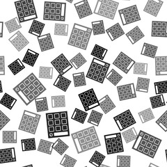 Black Drum machine music producer equipment icon isolated seamless pattern on white background. Vector.