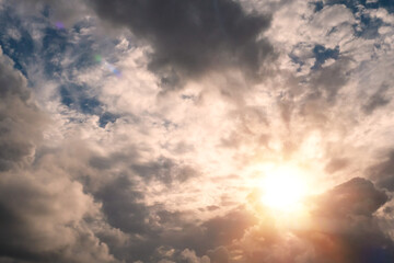 Beautiful white fluffy cloudy sky background,