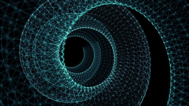 4K seamless loop rotate circle wireframe line background, science fiction style, 3d rendering
