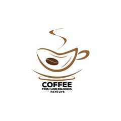 Coffee cup foam Logo design vector template.