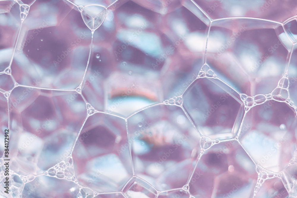 Fototapete close up beautiful abstract soap bubbles. background pattern for design. macro photography view.