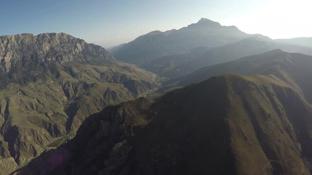 Caucasus, Ossetia. Archon Gorge. View of Mount Kariuhokh.
