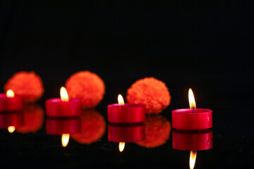 happy diwali or happy deepavali greeting card made using a photograph of diya or oil lamp
