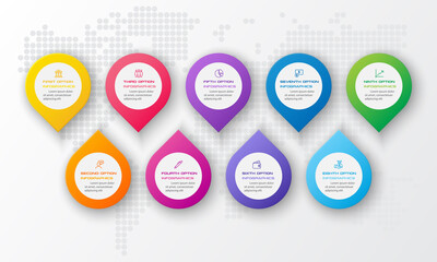 Timeline infographic template,Business concept with 9 options,Vector illustration.
