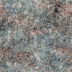 Obraz premium Chic formal grungy geometric shapes texture seamless pattern. High quality illustration. Strange abstract geo design in a trendy posh exotic style. Grainy fabric texture overlay.