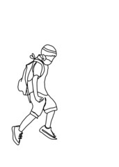 simple, drawing line, young boy jumping