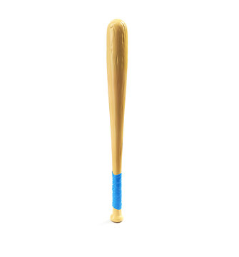 3d rendering of a single wooden baseball bat with polish finishing isolated on a white background. Wooden sports equipment. Baseball bat. New pitcher equipment.