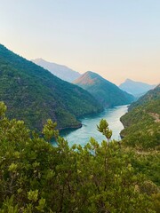 Beautiful view of mountains and river in Albania