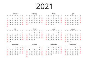 Calendar 2021, diary monthly planner 