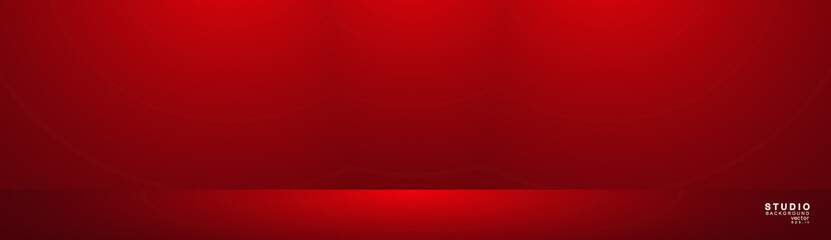 Empty red color studio room luxury background. Abstract gradient red, used as background for display products design web template, Vector illustration