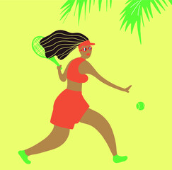 Woman playing tennis hand drawn vector