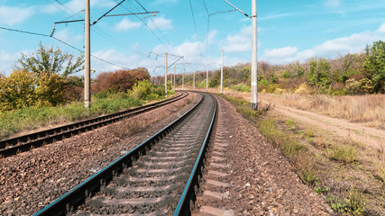 Fototapeta na wymiar Railroad tracks, high speed rail