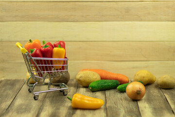 Fresh vegetables in a shopping basket