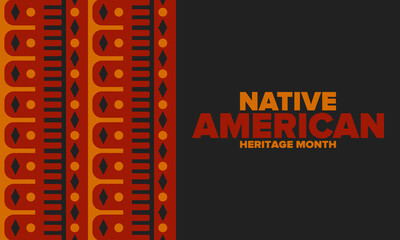 Obraz premium Native American Heritage Month in November. American Indian culture. Celebrate annual in United States. Tradition pattern. Poster, card, banner and background. Vector ornament, illustration
