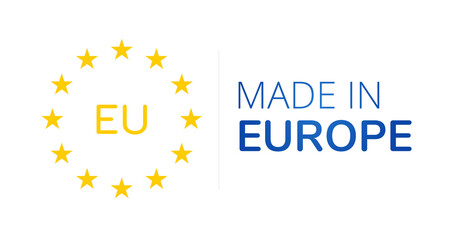 made in Europe blue and yellow symbol 3d-illustration