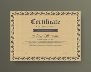 Classic style award certificate with frame