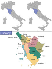 Illustration of Tuscany is a region in central Italy
