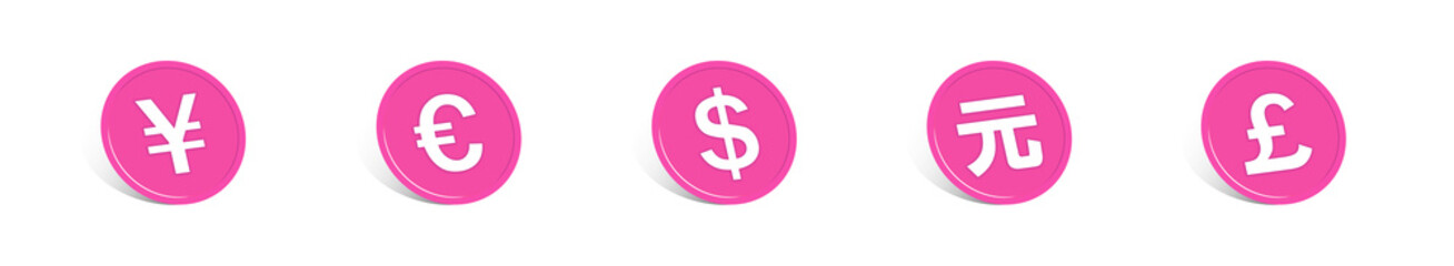 Currency illustration. Currency, finance, payments, foreign currencies, money, economy, deposits, profits, etc. 通貨のイラスト。通貨、金融、支払い、外貨、お金、経済、預金、利益など