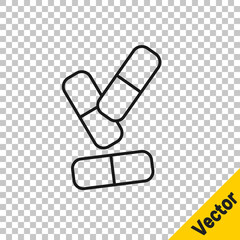 Black line Vitamin complex of pill capsule icon isolated on transparent background. Healthy lifestyle. Vector.