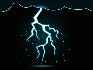 Obraz na płótnie Canvas A lightning bolt. An image of cloud with thunderbolt. An image of blue coloured lightning bolt. Lightning Striking On The ground.