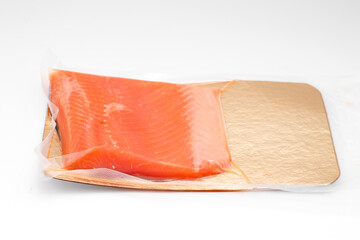 Fresh salmon fish fille on vacuum packed