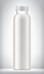 Plastic Bottle on background with Milk. 